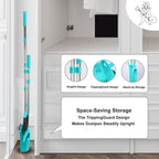 Tiumso Upgrade Broom with Dustpan Combo Set, Broom and Dustpan Set with 51'' Long Handle, Large Upright Brooms and Dust Pans, ZeroGap Lip, Self-Cleaning Dustpan Teeth for Lobby and Restaurant - Blue