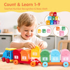 hahaland Montessori Farm Train Set, Toddler Learning Toys for 2-3 Year Olds