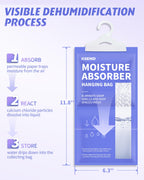 Ksend Moisture Absorbers 10 Pack, 9.8 Oz Compact Dehumidifier Bags & Packs, Moisture Hanging Bag, Humidity Absorbers, Closet Deodorizer Against Musty Odors, 11.8'' x 6.3''