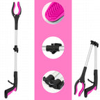 2 Pack 32 inch GrabRunner Reacher Grabber Tool with Strong Magnetic and Swivel Head (New Pink)