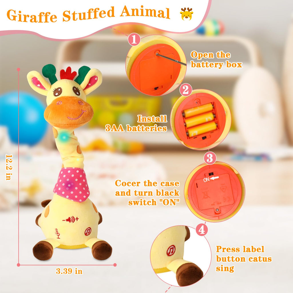 LLUKEME Dancing Talking Giraffe Toy, Singing Giraffe Baby Toys for Kids