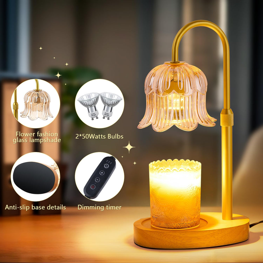 Candle Warmer Lamp Electric Timer - Flower Home Decor Women Birthday Gifts
