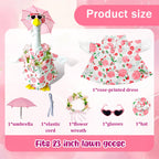 Summer 23" Pink Floral Porch Goose Set w/ Hat, Umbrella & Heart Sunglasses