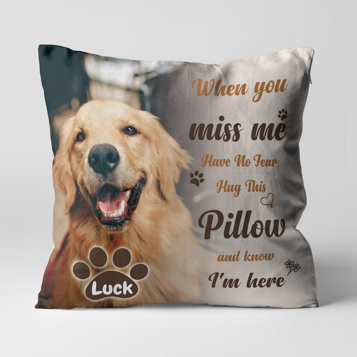 KOPPIE Custom Pet Memorial Throw Pillow with Photo, Personalized Sympathy Gifts for Dog Cat Loss, Pet Memorial Gifts for Pet Loss, Birthday, Christmas, (16x16 Inch)