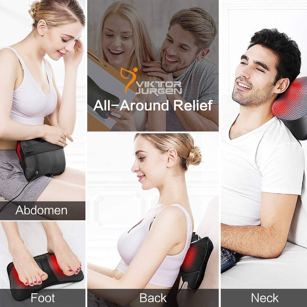 VIKTOR JURGEN Shiatsu Back Massager Heat for Pain Relief, Leather Black