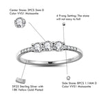 LAVALE Round Cut Moissanite Wedding Band for Women, Brilliant D Color VVS1 Clarity Classic Lab Created Diamond Wedding Ring 18K White Yellow Rose Gold Vermeil 4 Claw Knife Edge Moissanite Rings