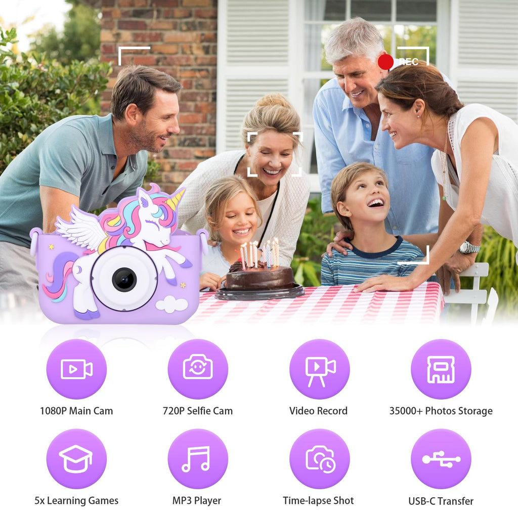 Unicorn Toys Camera for Kids Girls Age 3-8, Purple