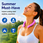 Cooling Neck Wrap with Insulated Bag, Reusable Ice Neck Ring & Body Cooler for Summer Heat, Wearable Cooling Tube Maintains 18°C/64°F for Outdoor, Sports, Travel (Rose*2)