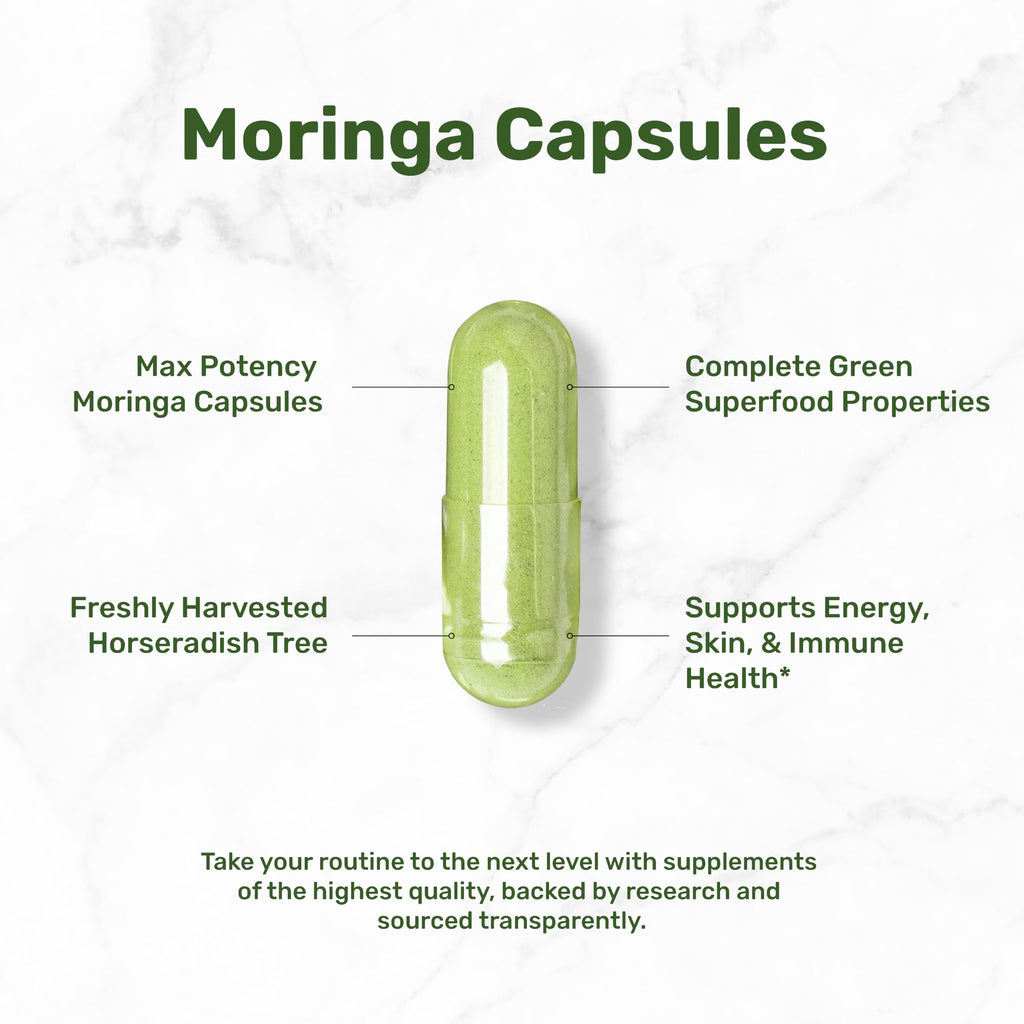 Moringa Capsules 240 Capsules – 4 Month Supply – Maximum Potency Pure Moringa Leaf Extract – Complete Green Superfood Supplement for Energy, Skin & Immune Health Support*