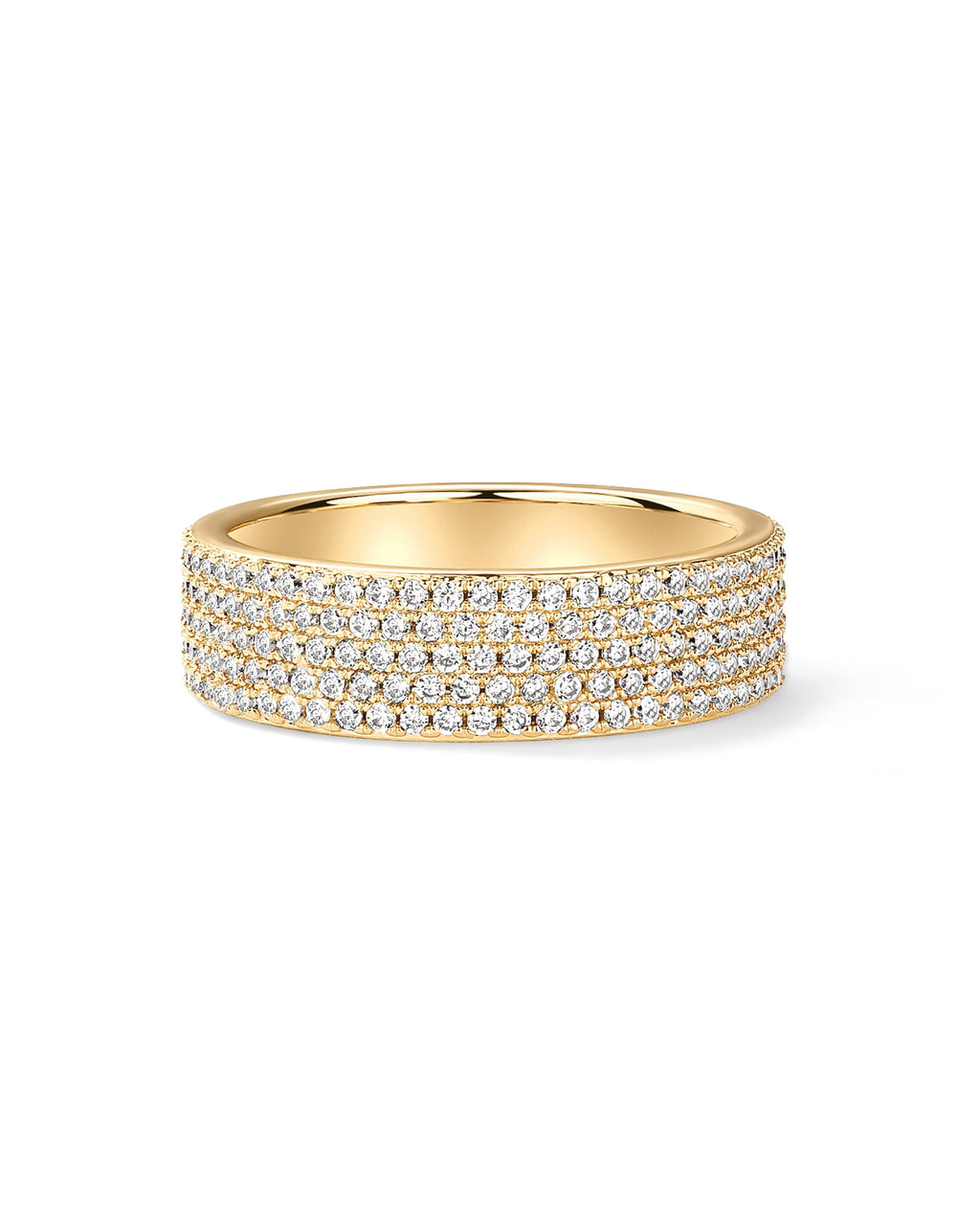 PAVOI 14K Yellow Gold Plated Wide Eternity Statement CZ Ring