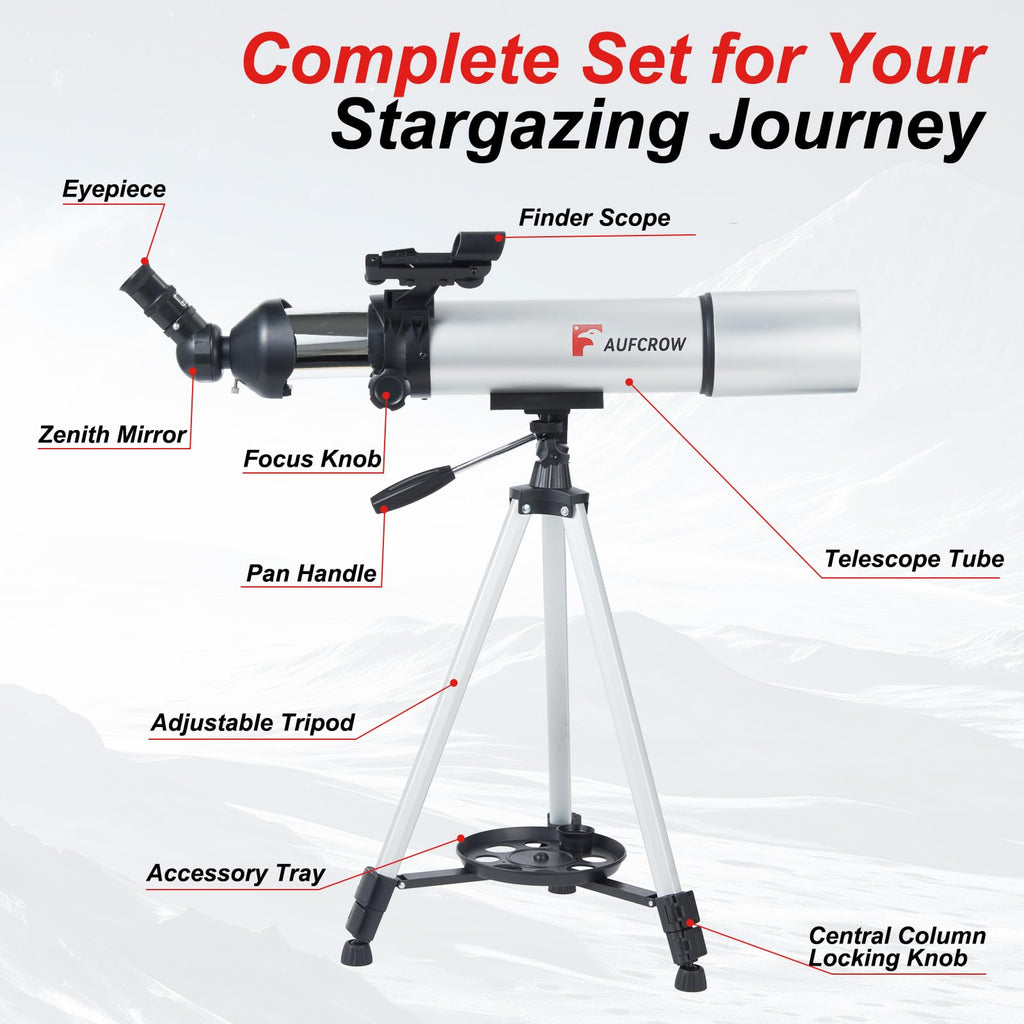 Telescope for Kids Adults 80mm Aperture 600mm Refractor Telescopes High Magnification Astronomical Telescope for Beginner, Telescopio with Phone Adapter Carrying Bag Tripod