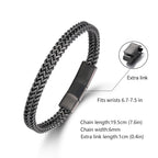 Qumfole Mens Bracelet-Stainless Steel Magnetic Clasp Franco Chain Bracelets for Men Gunmetal