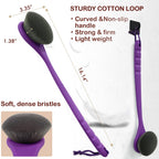 Lotion Applicator For Back, Feet, Long Handle Curved, Back Sunscreen Applicator for Kids, Women, Ultra Soft Bristles for Ultimate Comfy, Apply Cream Moisturizer, Self Tanner, Purple