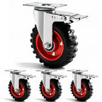 5 Inch Caster Wheels Heavy Duty with Dual-Lock Safety Brake and Rubber Tire Wheels, Heavy Duty - 400 Lbs Per Caster for Workbench, Trolley, Cabinet, Swivel Rubber Wheel 4-Packs with mounting Hardware