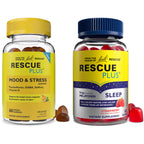 Bach RESCUE Plus Sleep Gummies with 5mg Melatonin/dose [and] Bach Plus Mood & Stress Support Gummies with Key Nutrients and Botanicals - 2PK Dietary Supplements, 60Ct Each