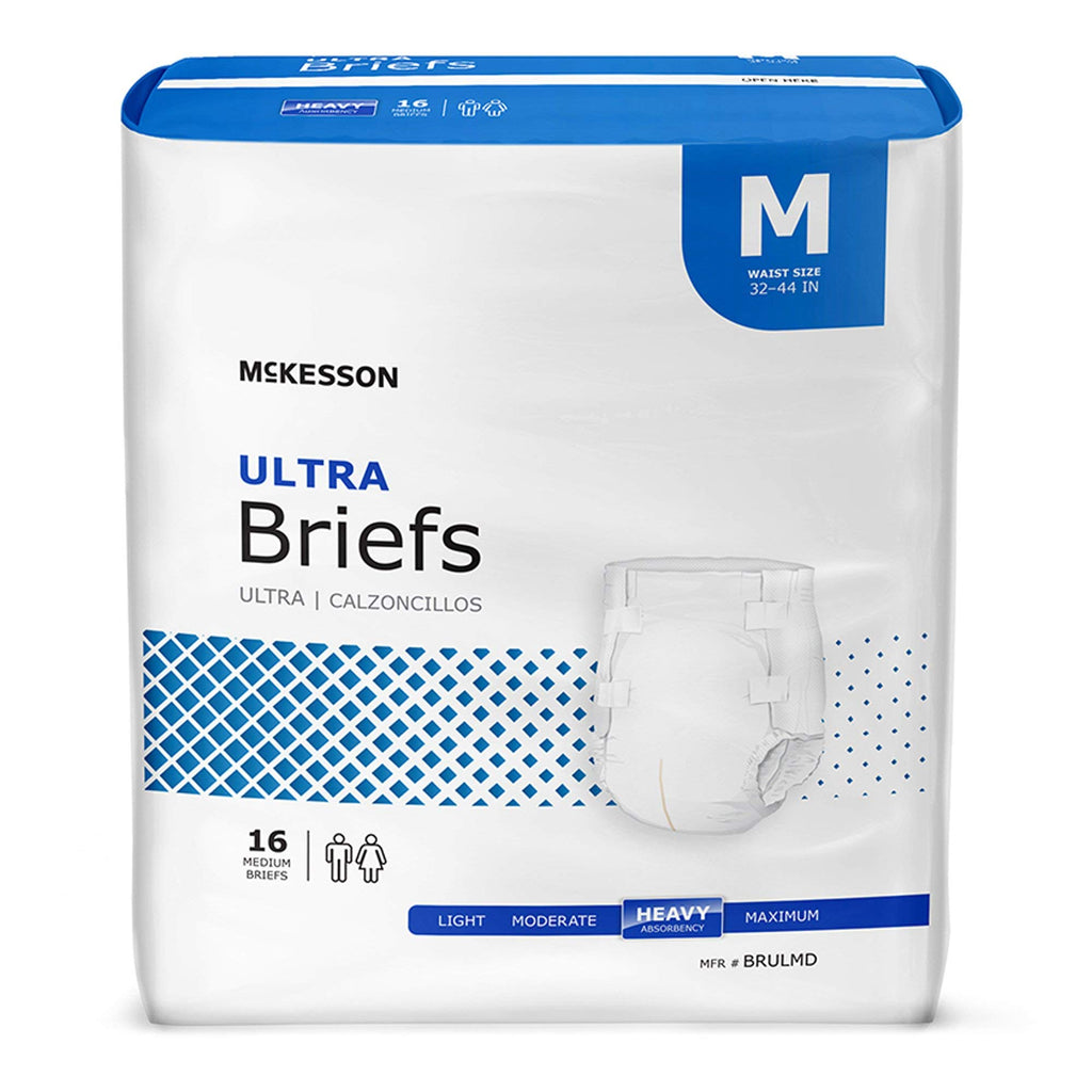 McKesson Ultra Briefs, [96 Count], Size M, 32-44 in. Incontinence Adult Diapers, Heavy Absorbency, Unisex, Disposable, Elastic Leg Gathers and Contoured Fit for Men and Women