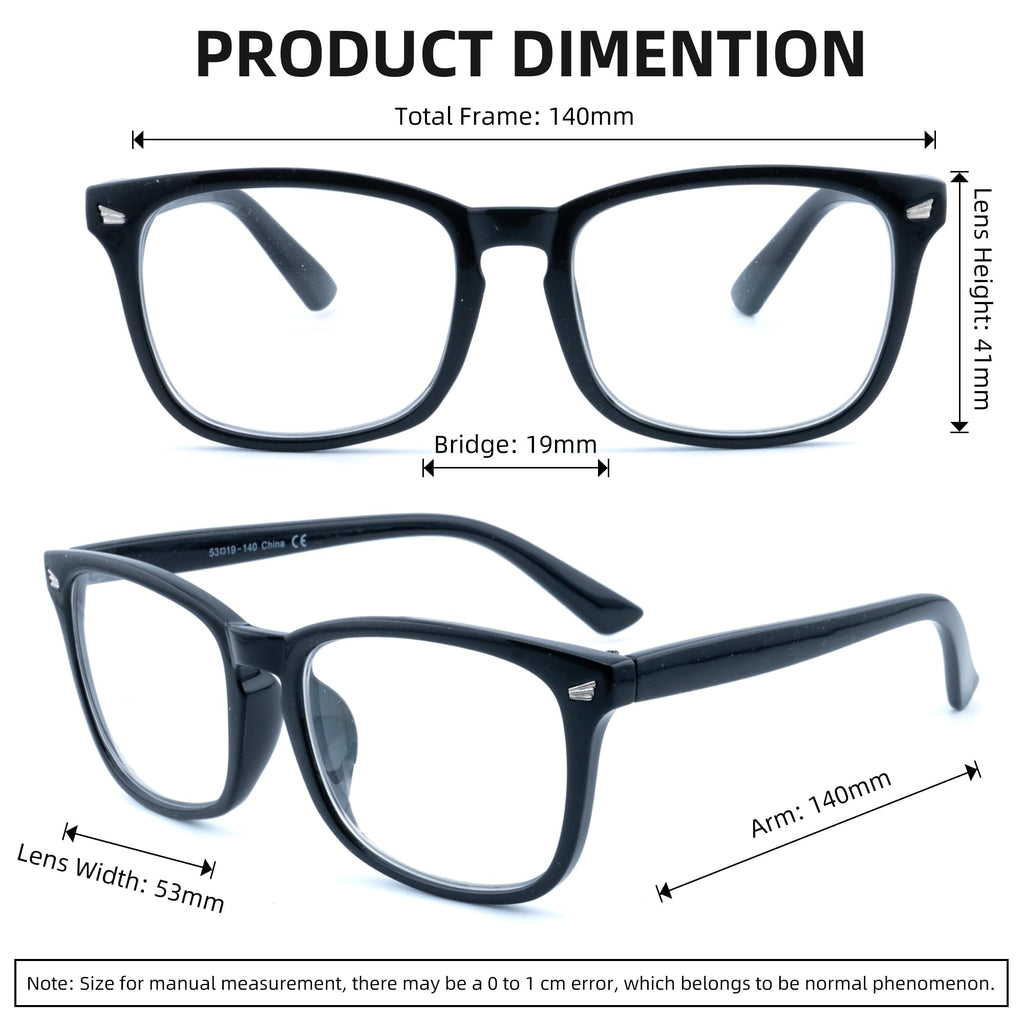 FEIVSN 3 Pack Progressive Multifocus Reading Glasses for Women Men Multifocal Readers PC Frame Fixed Hinge Eyewear, +1.50
