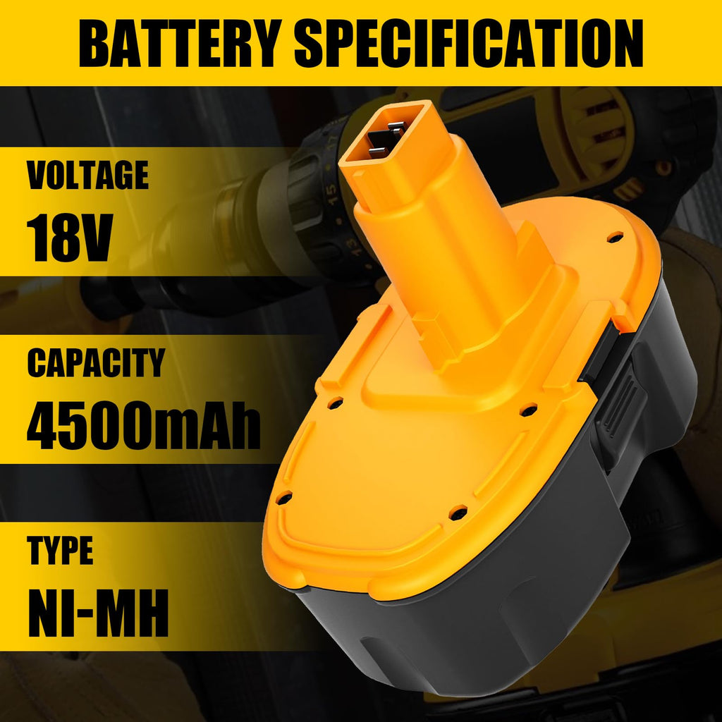 4 Packs 4500mAh 18V DC9096 DC9098 Replacement for Dewalt 18V Battery, Compatible with Dewalt 18 Volt battery DC9099 DW9095 DW9099 DE9038 DE9039 DE9095 DW9095 DW9096 DW9098 DE9503 DC9182 (Yellow)