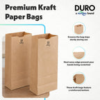 DURO 18412 12# Large Brown Paper Bags, 7.06 x 4.5 x 13.75 Inches, 500 Ct