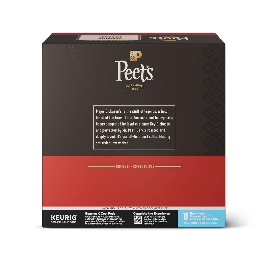 Peet's Coffee Coffee Pods, Dark Roast, Major Dickason's Blend, 32 K Cups