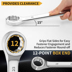 GRENPRO Metric Wrench Set, Large Wrench Set Metric and Standard, 7PC 23mm, 24mm, 26mm, 27mm, 30mm, 32mm Long Big Open End Wrench Tool Set Roll Up Pouch Organizer with Gauge, Combination Wrenches Sets