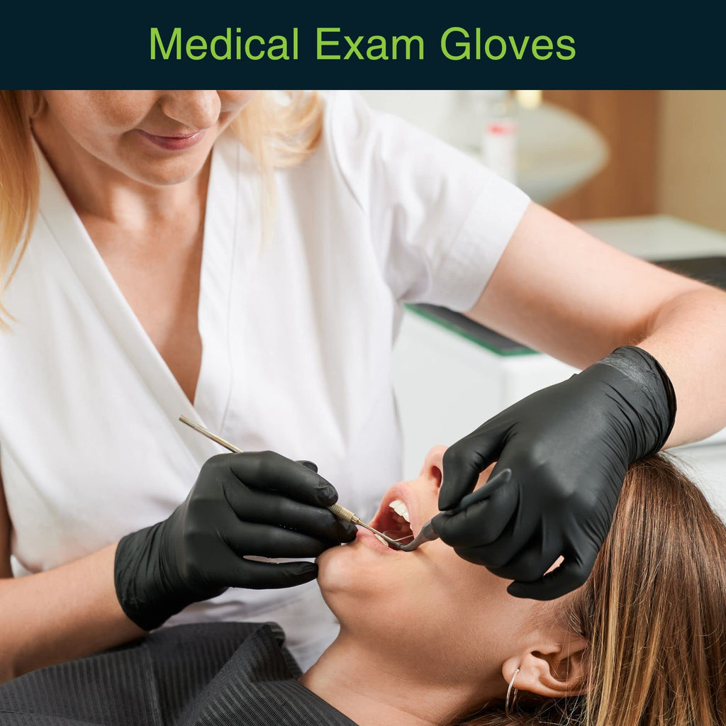 Black Vinyl Disposable Gloves Large 50 Pack - Latex Free, Powder Free Medical Exam Surgical, Home, Cleaning, and Food 3 Mil Thickness