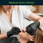 Black Vinyl Disposable Gloves Large 50 Pack - Latex Free, Powder Free Medical Exam Surgical, Home, Cleaning, and Food 3 Mil Thickness