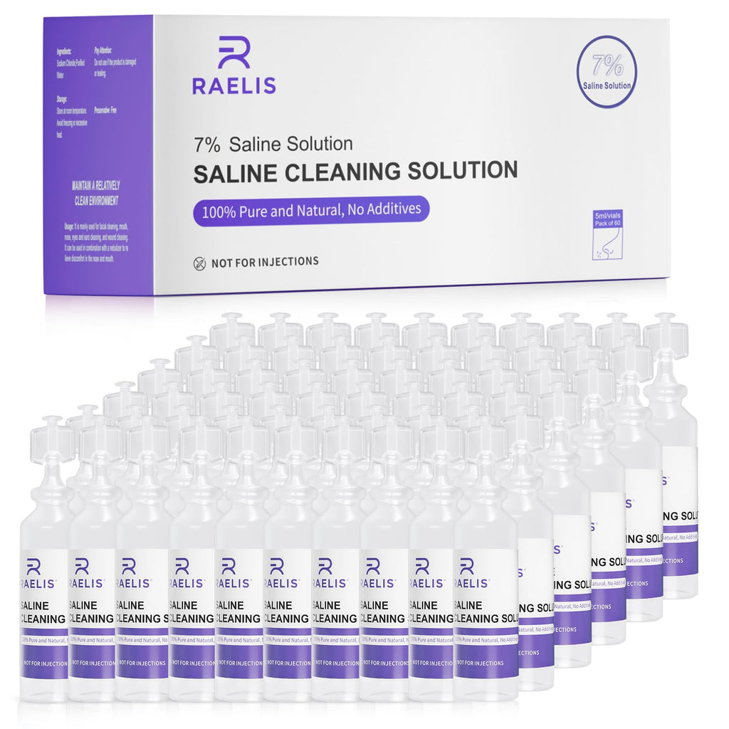 7% Saline Solution for Various Household Uses, 300ml (10.56 FL OZ), 5ml Each, 60Pack