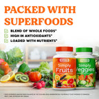 Simply Nature's Pledge - Packed with Over 40 Different Fruits & Vegetables - Made with Whole Food Superfoods - with High Beta Carotene – 100% Soy Free - 90 Count (Pack of 2)