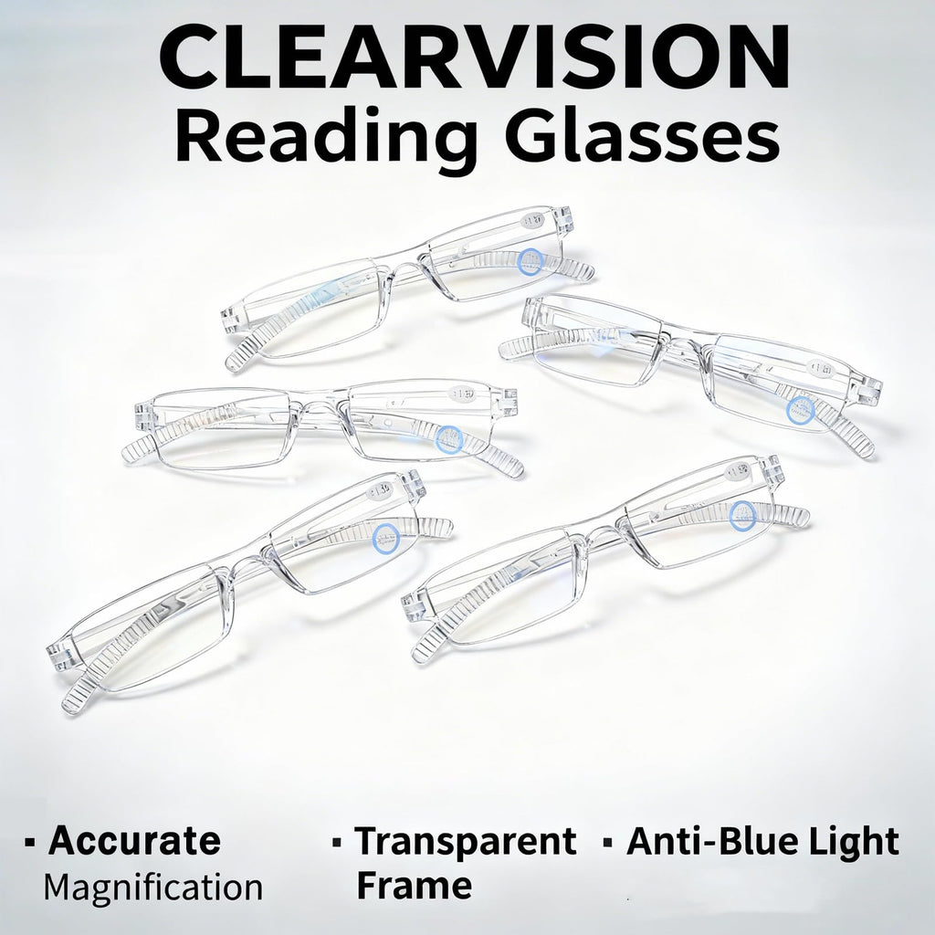 AQWANO Blue Light Blocking Computer Reading Glasses 5 Pack Clear Frame Rimless Readers Anti Glare Filter Lightweight for Women Men, 2.5