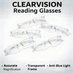 AQWANO Blue Light Blocking Computer Reading Glasses 5 Pack Clear Frame Rimless Readers Anti Glare Filter Lightweight for Women Men, 2.5