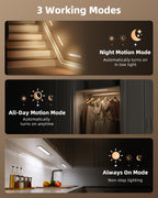 EZVALO 4-Pack Under Cabinet Lights, 2400mAh Rechargeable Motion Sensor Light Indoor, Wireless Closet Lights, with 3 Color Temps, Dimmable, Magnetic, Under Counter Lights for Kitchen, Stairs (8-inch)