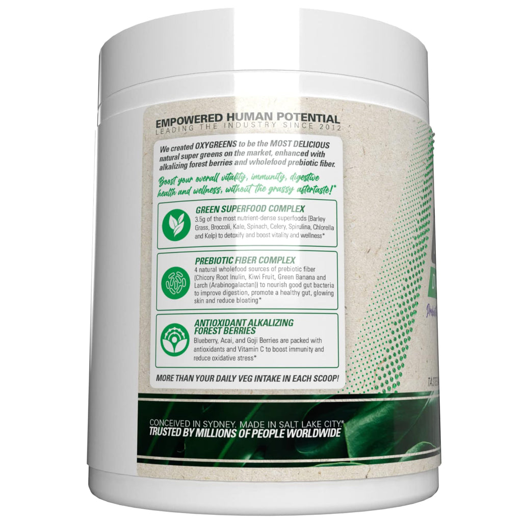 EHP Labs OxyGreens Super Greens Powder – Daily Greens & Superfood Supplement with Spirulina, Chlorella, Prebiotics, Digestive Enzymes, Antioxidants – 30 Servings (Forest Berries)