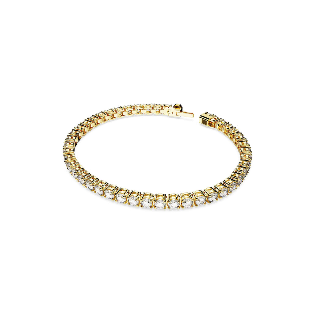 Swarovski Matrix Tennis Bracelet, Round Clear Stones on Gold-Tone Finished Band, Size M, Part of the Matrix Tennis Collection