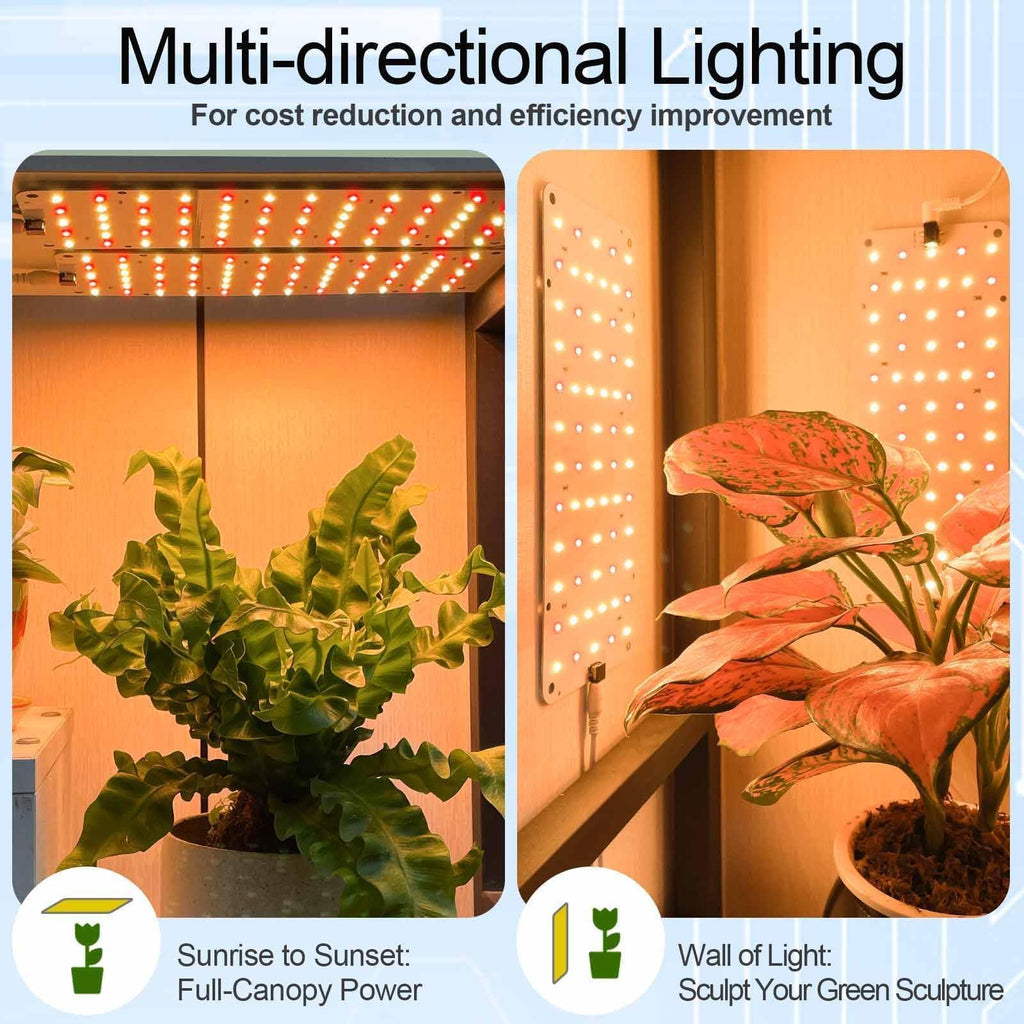 DOMMIA 20W Ultra-Thin Panel Grow Lights for Indoor Plants, 132 LEDs High PPFD Full Spectrum, 6/12/16H Timer and Auto on/Off, Suitable All for Indoor Growing, Warm White