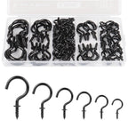 RELBRO Screw Hooks, 6 Sizes Metal Screw in Cup Hooks, Black, 110 Pcs