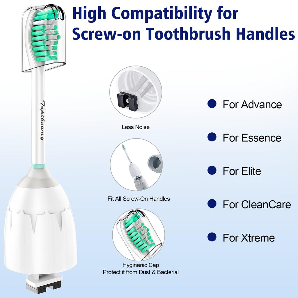 Toptheway Replacement Brush Heads Compatible with Sonicare E-Series Essence Xtreme Elite Advance and CleanCare Screw-On Toothbrush Handles 7022/66, 6 Pack