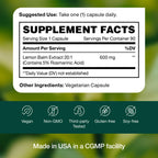 Fresh Nutrition Lemon Balm Extract Capsules.
