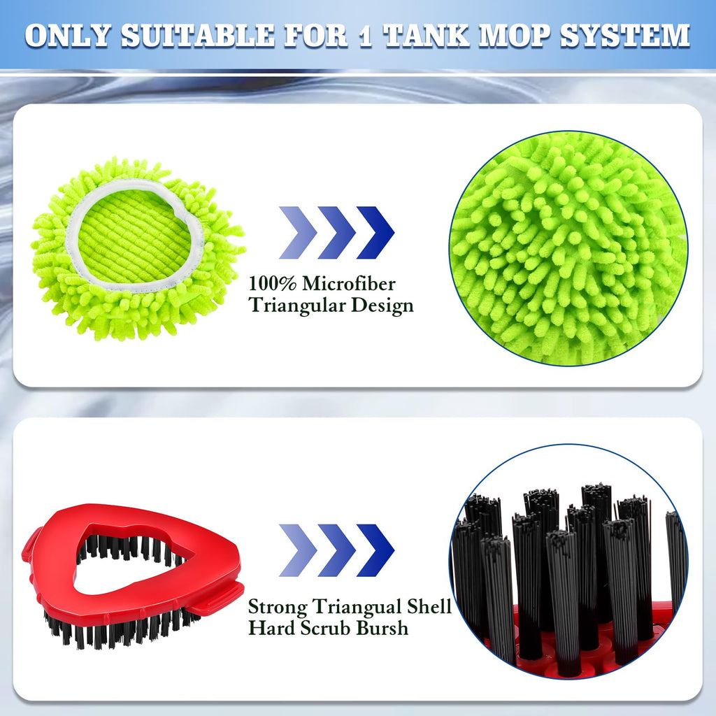 Wa.IE JiemiMicrofiber Spin Mop Refills Head Compatible for EasyWring 1-Tank System (6-Pack Set: Includes 1 Mop Scrub Brush + 1 Mop Base + 4 Pack Cleaning Floor Mop Head)