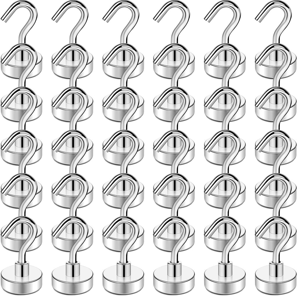 TRYMAG Magnetic Hooks for Cruise Cabins, 30LBS+, 36 Pack, Silver