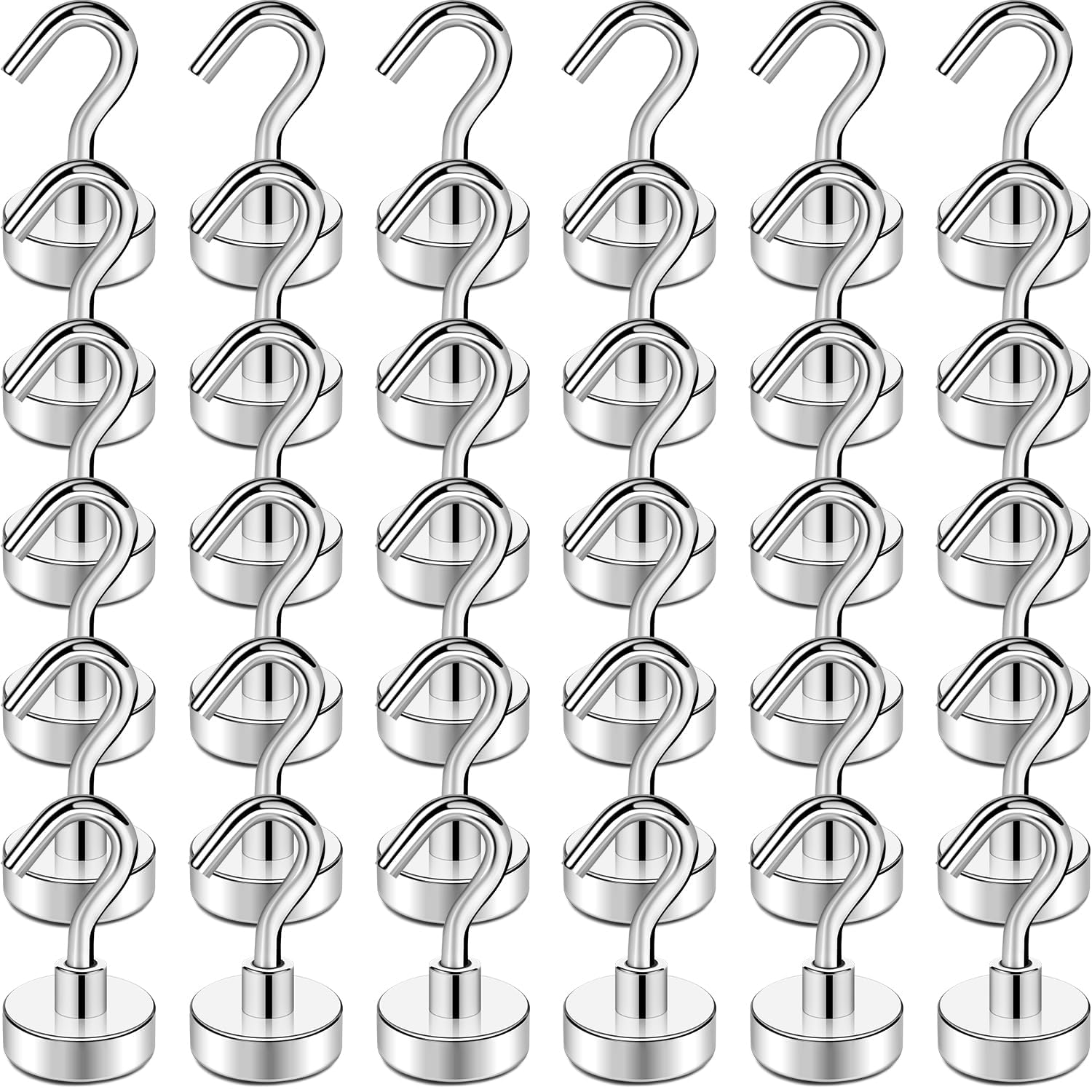 TRYMAG Magnetic Hooks for Cruise Cabins, 30LBS+, 36 Pack, Silver