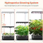 owltron Hydroponics Growing System Kit, 12 Pods Indoor Herb Garden with 24W LED Grow Light Full Spectrum, Planting Height Up to 20", Quiet Water Pump, Indoor Gardening for Gifts, Kitchen, Black