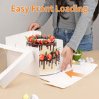 WINKIO Cake Box with Cake Boards, 10 Pack Disposable Cake Carrier, Cakes Transport Container, White Bakery Holder with Window (10, white, 10x10x8 Inches)