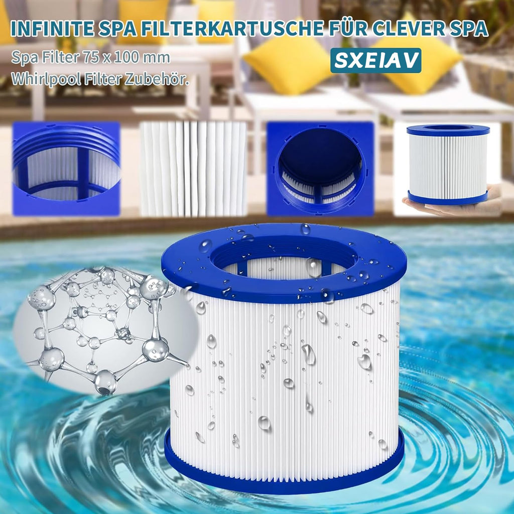 SXEIAV Hot Tub Replacement Threaded Filter Cartridges,Screw-in Hot Tub spa Filters for All Relxtime, Aleko, Wejoy,Aquaspa Hot Tubs & Other Spas(12 Pack)