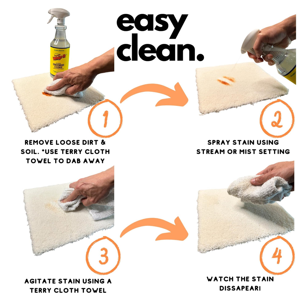 Whip-It All Natural Enzyme Cleaner Stain Fighting Kit - Professional Strength Stain Remover Spray 32oz and Concentrate Multi-Purpose Stain Remover 32oz - Made in the USA