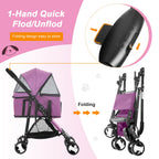 BestPet Pet Stroller Premium 3-in-1 Multifunction Dog Cat Jogger Stroller for Medium Small Dogs Cats with Folding Lightweight Travel & Detachable Carrier,Purple