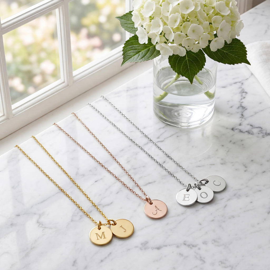Personalized Initial Necklace for Women, Mom, 18k Plated Gold, Silver, Rose