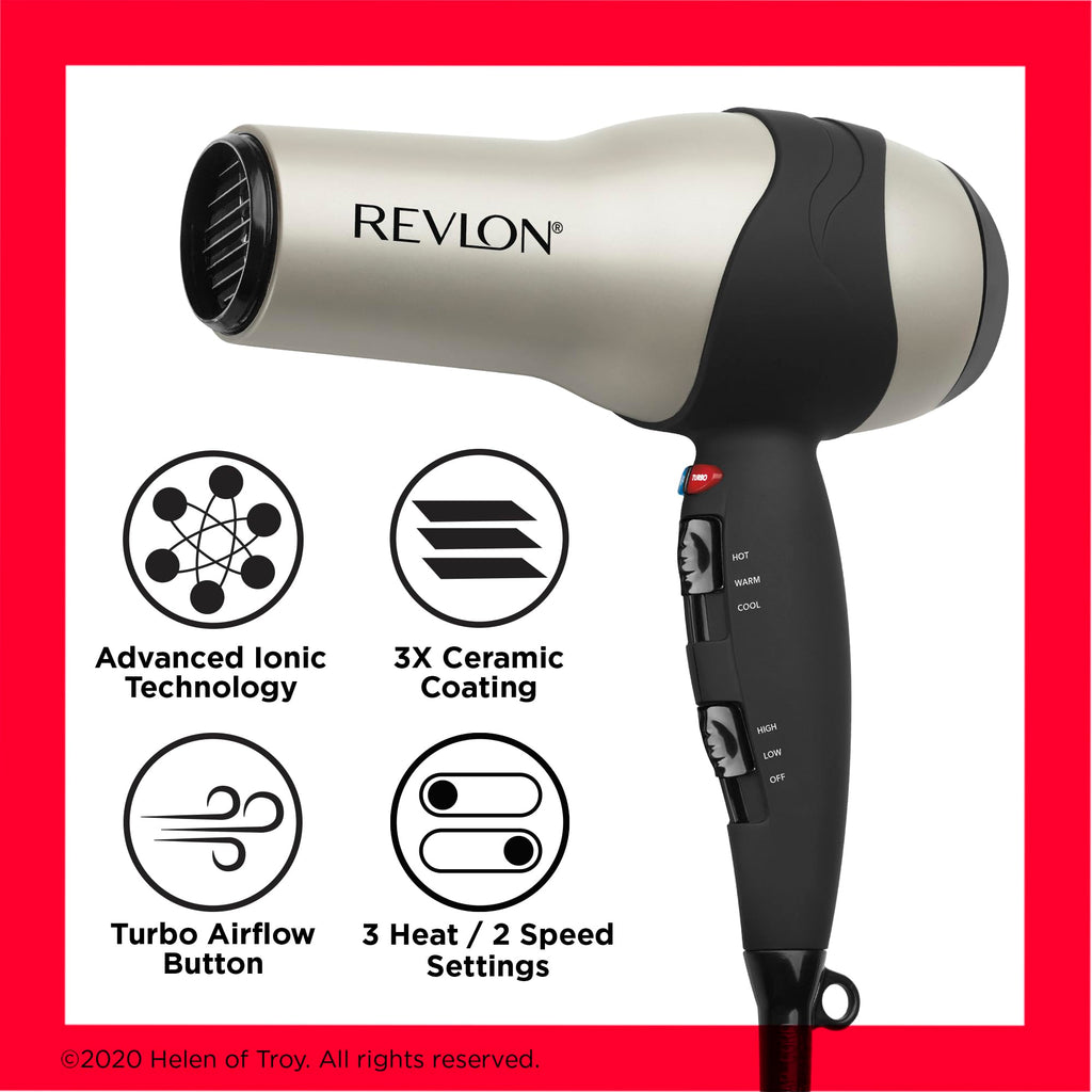 REVLON Turbo Hair Dryer | 1875 Watts of Maximum Shine, Fast Dry (Silver)