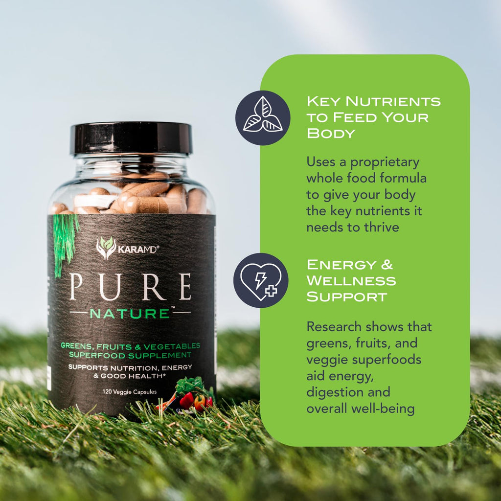 KaraMD Pure Nature | Greens, Fruit and Veggies Supplement | Vitamins, Fiber & Antioxidants | 20 Fruits and Vegetables Supplements for Energy & Digestion | Gluten Free & Vegan Friendly (4-Pack)
