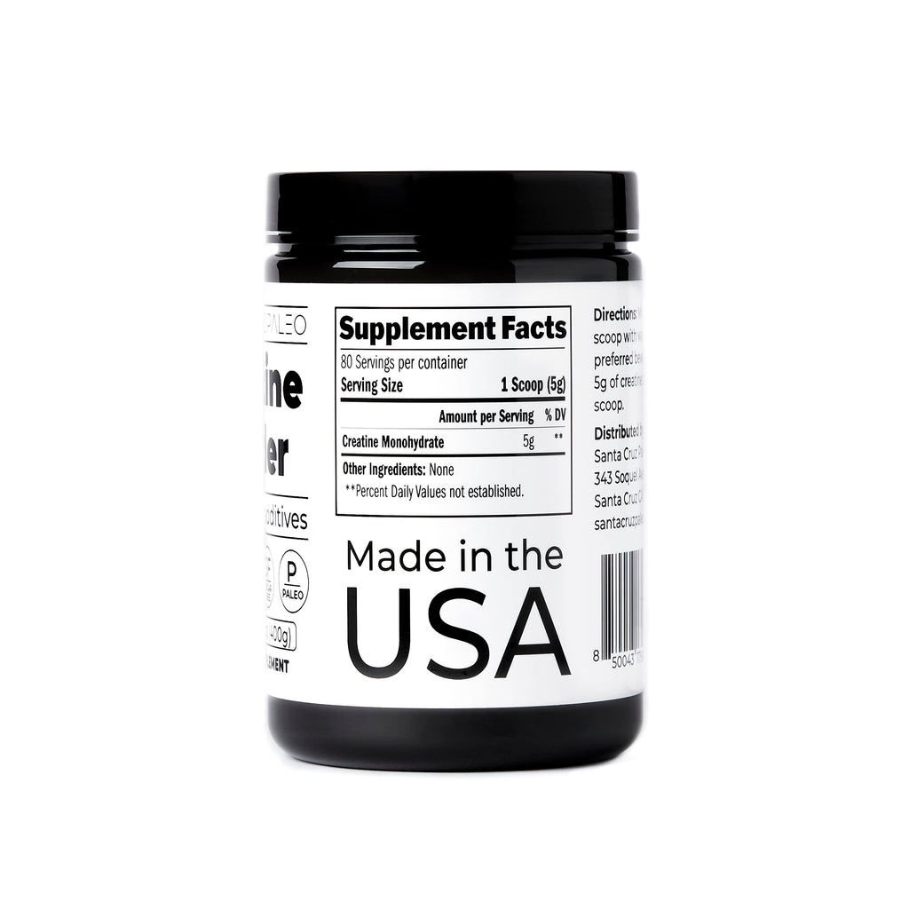 Santa Cruz Paleo, Creatine Monohydrate Powder Micronized, Unflavored Pre Workout and Muscle Support Supplement, Gluten Free Keto, Mix with Water or Shakes, No Fillers or Additives, 80 Servings, 400g